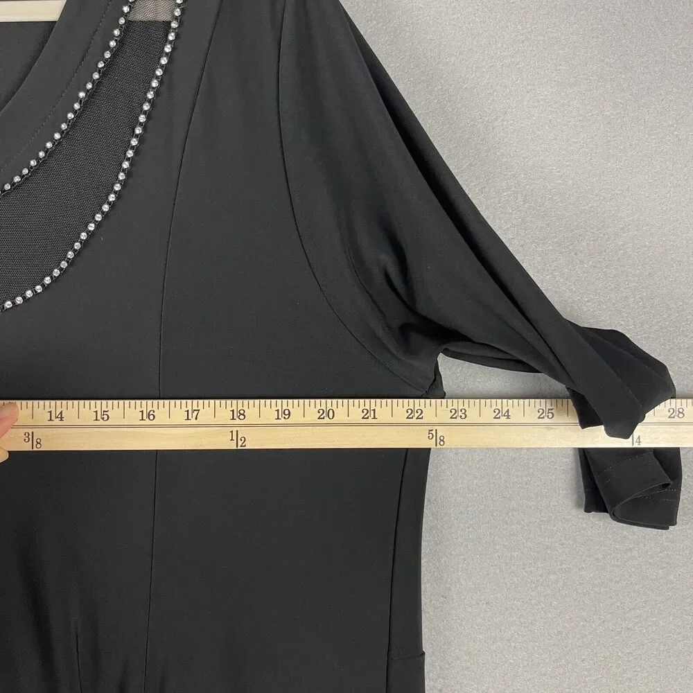 Sympli Grand Tunic Dress Womens 2G Black Rhinestone Mesh Asymmetrical Lagenlook‎